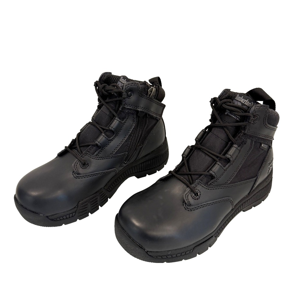 Timberland PRO Valor Duty 6" Boots Men's 3.5 Black Side Zip Waterproof Soft Toe